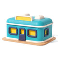 The Roadhouse diner: a tiny teal diner with yellow windows