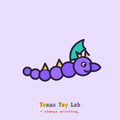 Classic Flexi Dragon illustration on Texas Toy Lab brand card