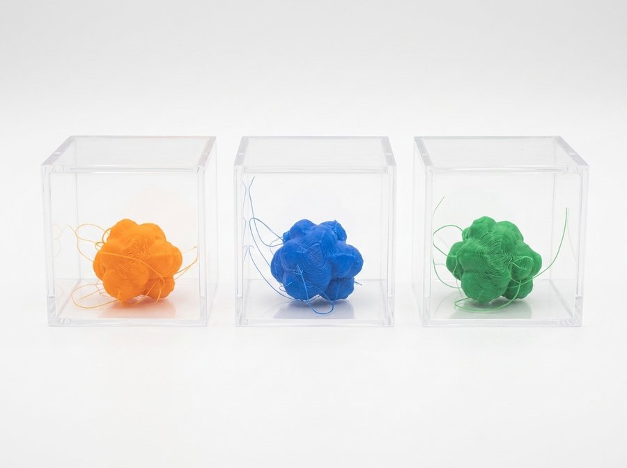 Genuine Printer Poop Triple Pack, three separate sealed specimen boxes, on a white background