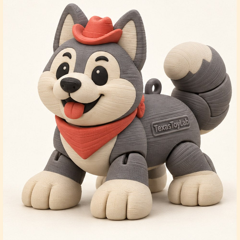 Hunter the Husky, 3D-printed toy