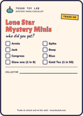 Lone Star Mystery Minis checklist card (included in every bag)