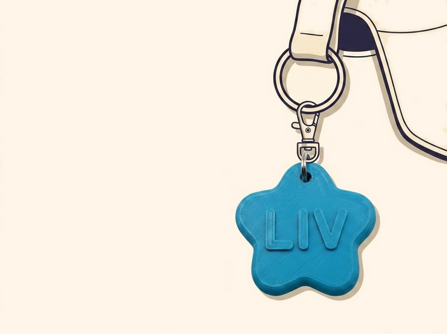 Personalized Name Keychain, a printed one-piece keychain, shown in a scene