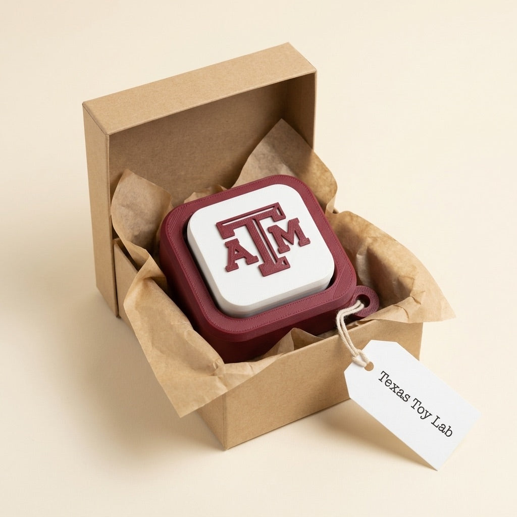 Custom Campus Sample Kit - a printed sample with the Texas Toy Lab swing tag