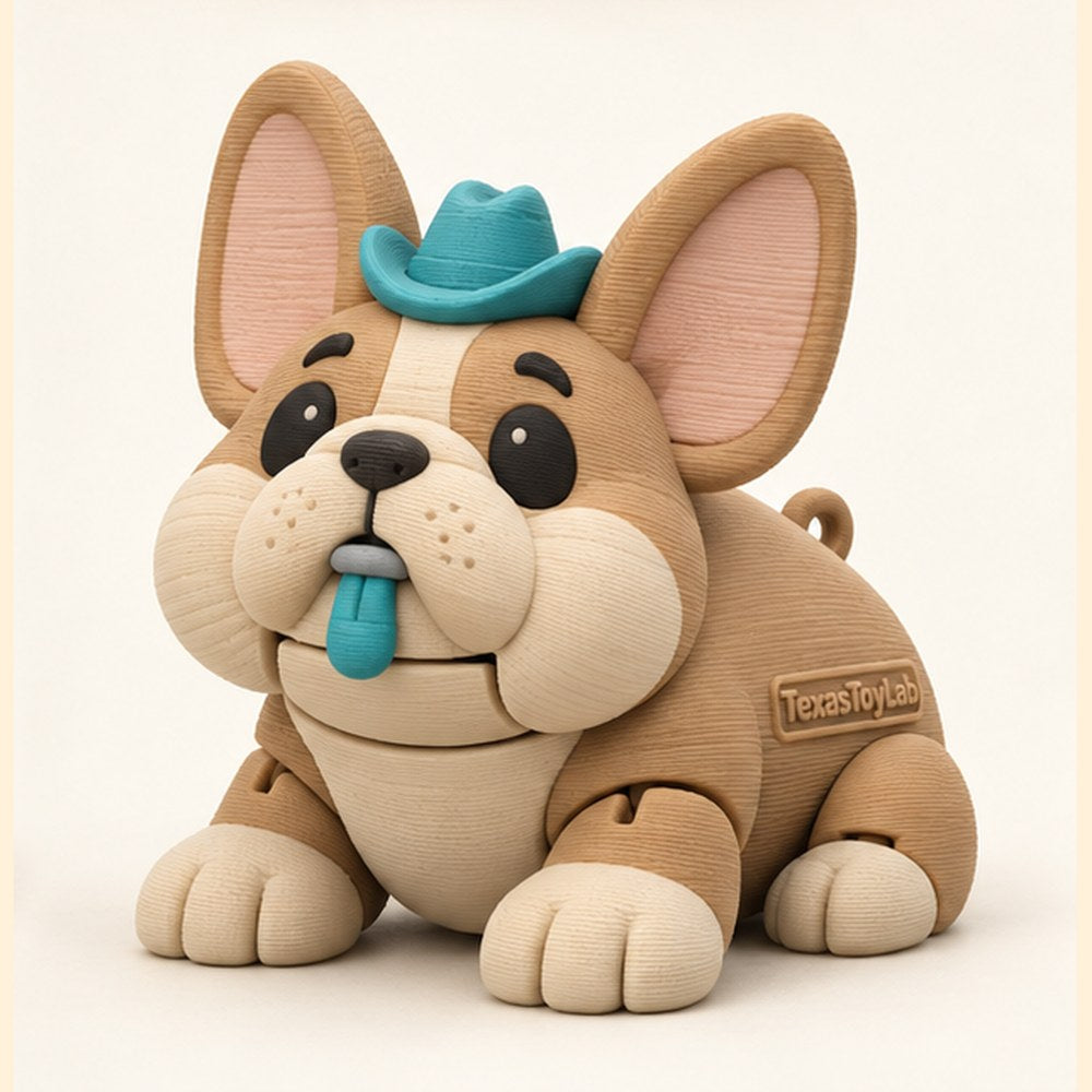 Reggie the Frenchie, 3D-printed toy