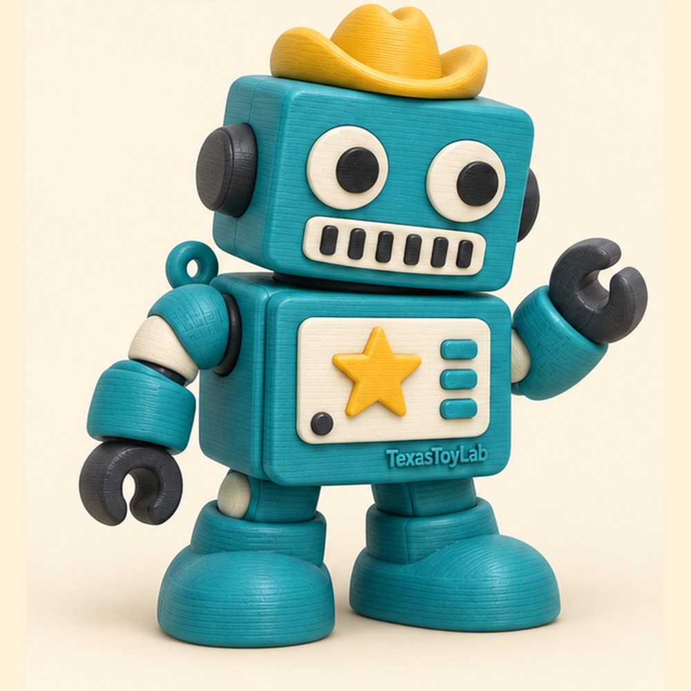 Tex the Lab Robot, 3D-printed toy