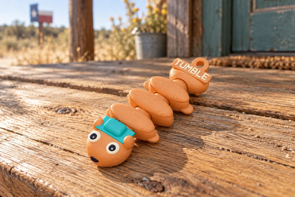 Tumble the Armadillo on a ranch porch step