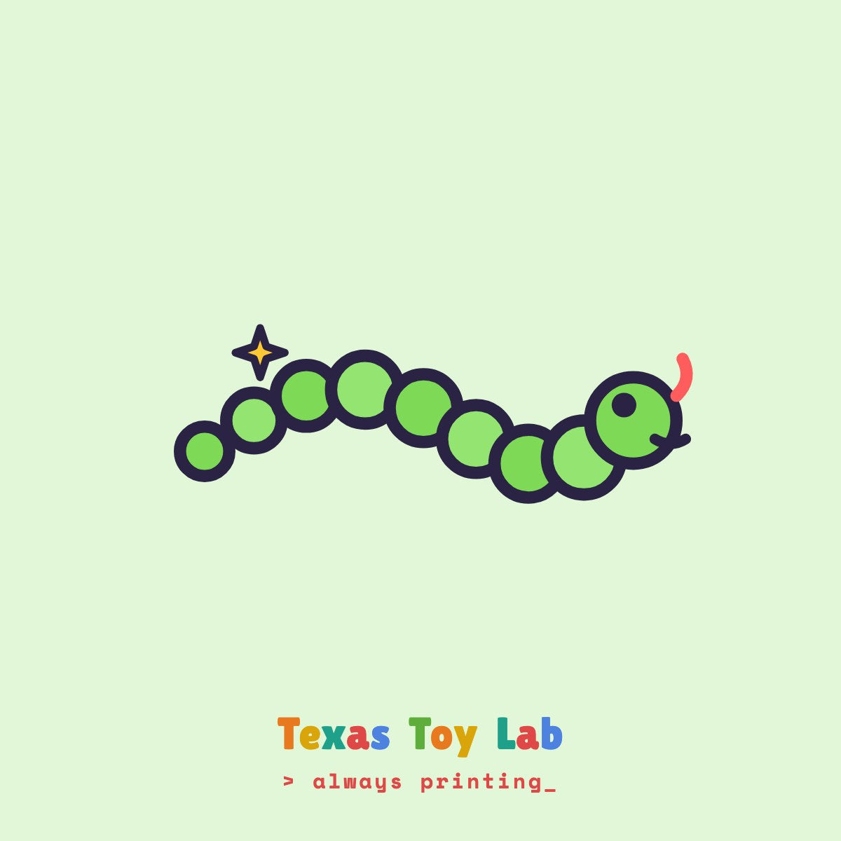 Wiggle Snake Fidget illustration on Texas Toy Lab brand card